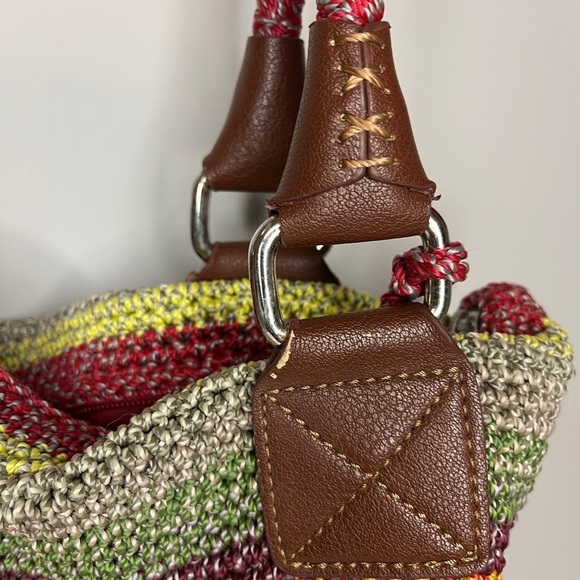 The Sak Gypsy Cambria Multi-Colored Striped Crochet Knit Tote Shoulder Bag Boho - Picture 2 of 13